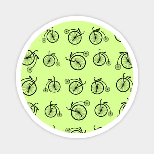 Retro Bicycle Pattern on Bright Green Background Magnet